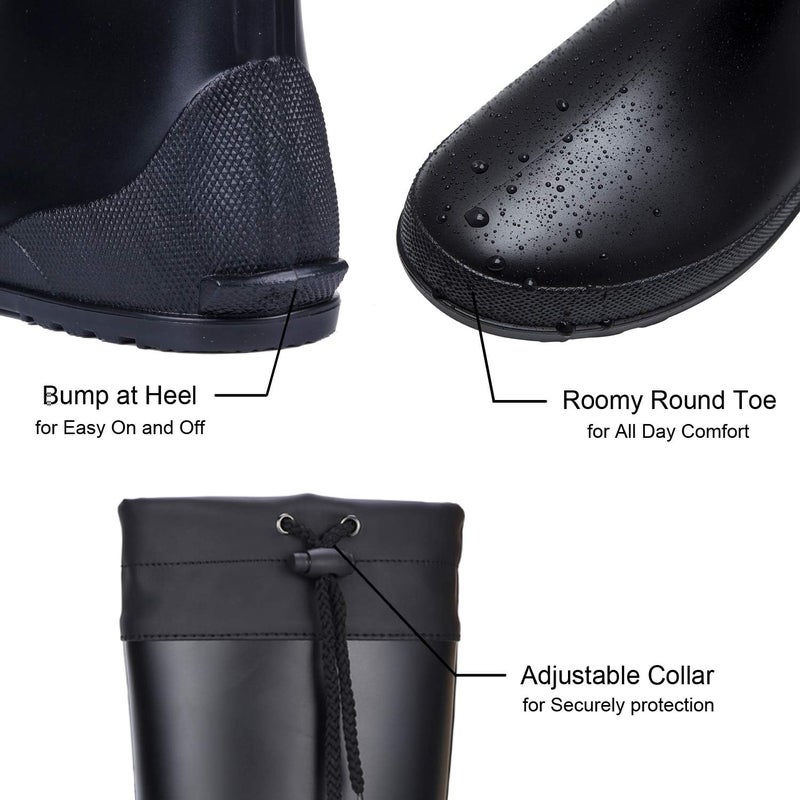 Asgard Women's Mid Calf Rain Boots Collar Gardening Boots Ultra Lightweight Portable Garden Shoes Black 40 (Size 9-9.5) - Image 3